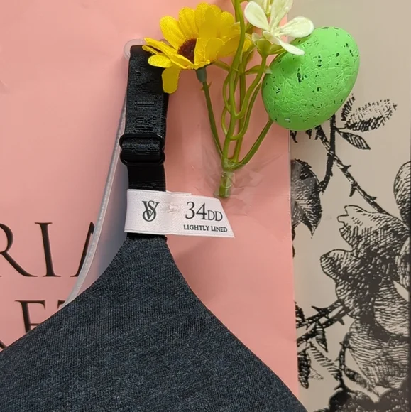 Victoria Secret Cotton TShirt Bra 34DD Heather Black - Picture 4 of 10